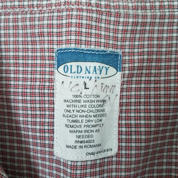 Old Navy Men Plaid Button Down Collar Shirt, L - Picture 5 of 6